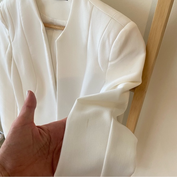 Ally White Blazer Collarless Fitted Business Casual Elegant Classic Size 8 - Picture 6 of 9